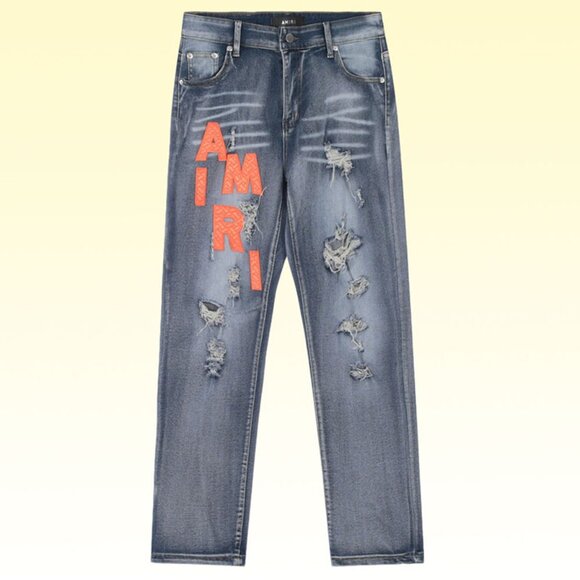Amiri Cookie Crumb Design Ripped Jeans